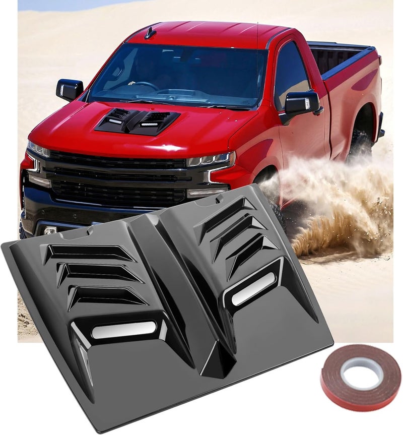 DEERMOTO Hood Vents for Cars,Universal Hood Scoop,Hood Air Vent for Trucks,Car Air Vent with Reflective Strips, Universal for Most Cars,1 Series E90 E91，W117(Glossy Black) - Image 1